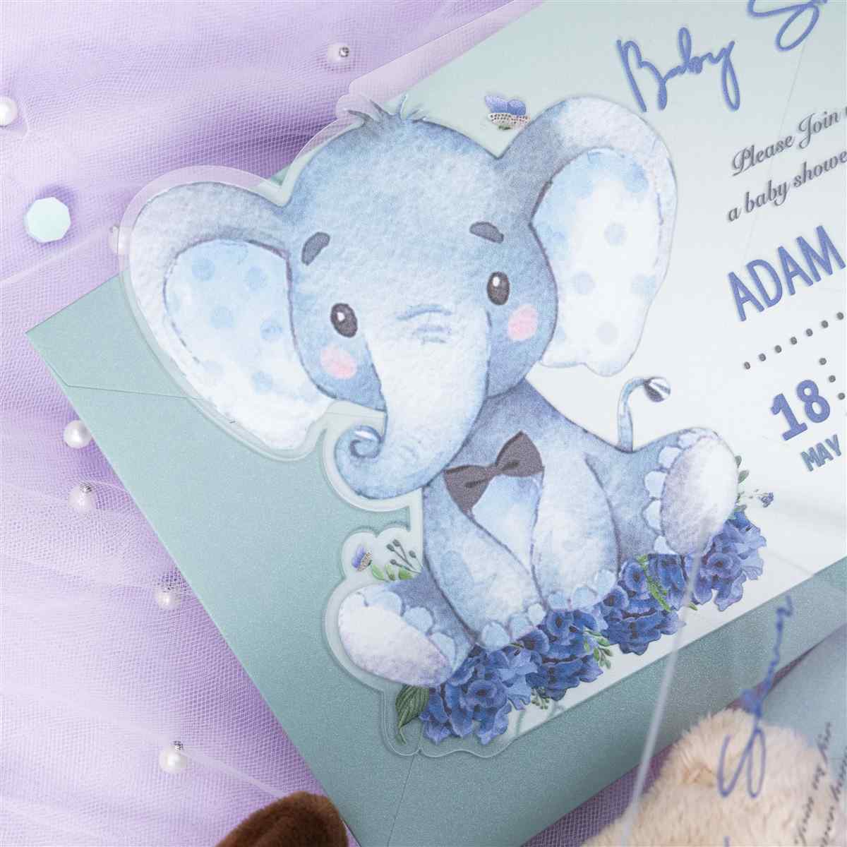 Invitacion en acrilico elefante UV colores - Haga un click en la imagen para cerrar