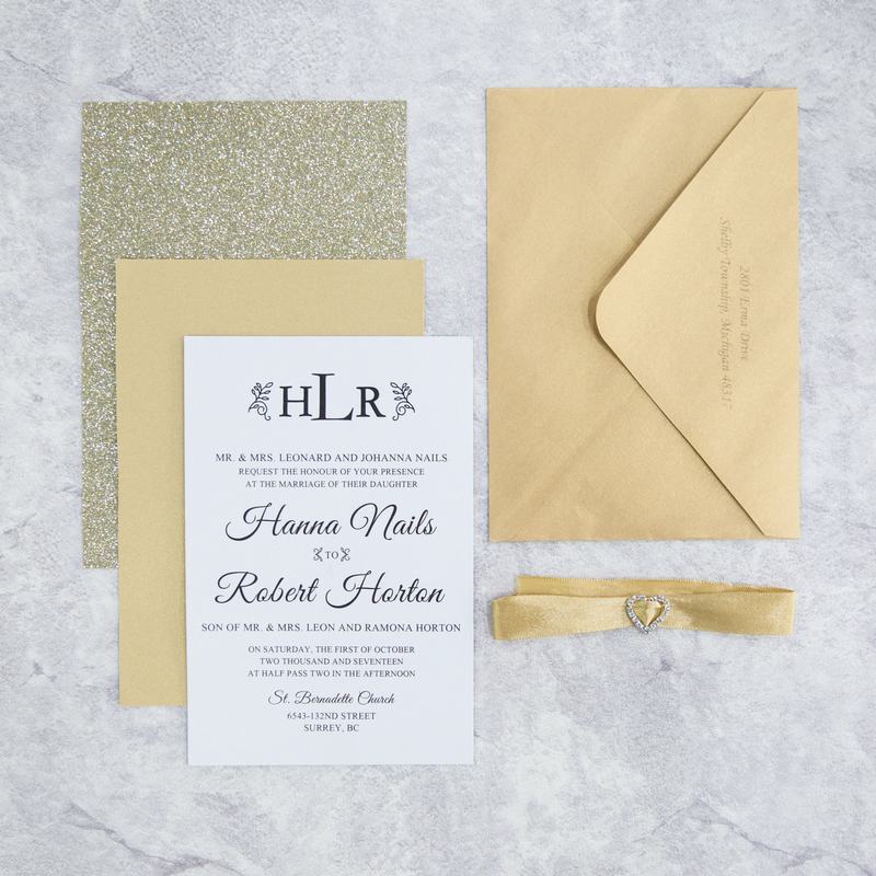 Elegante Brillante Invitacion Dorada para Boda por Set DJ0002
