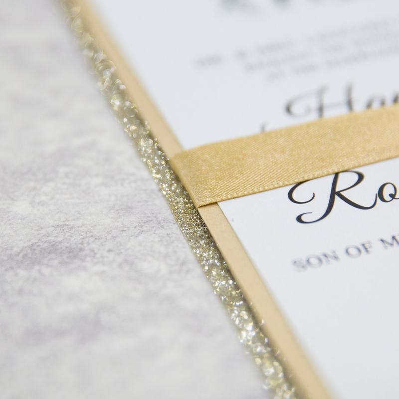 Elegante Brillante Invitacion Dorada para Boda por Set DJ0002