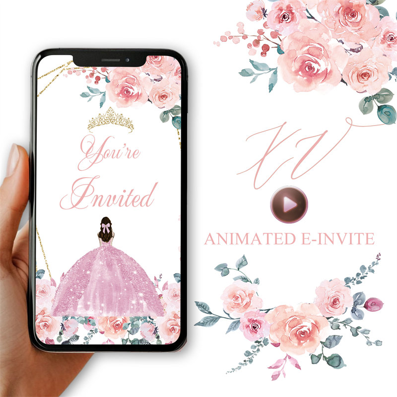 Invitación digital animada para quinceañera La Bella y la Bestia EI023
