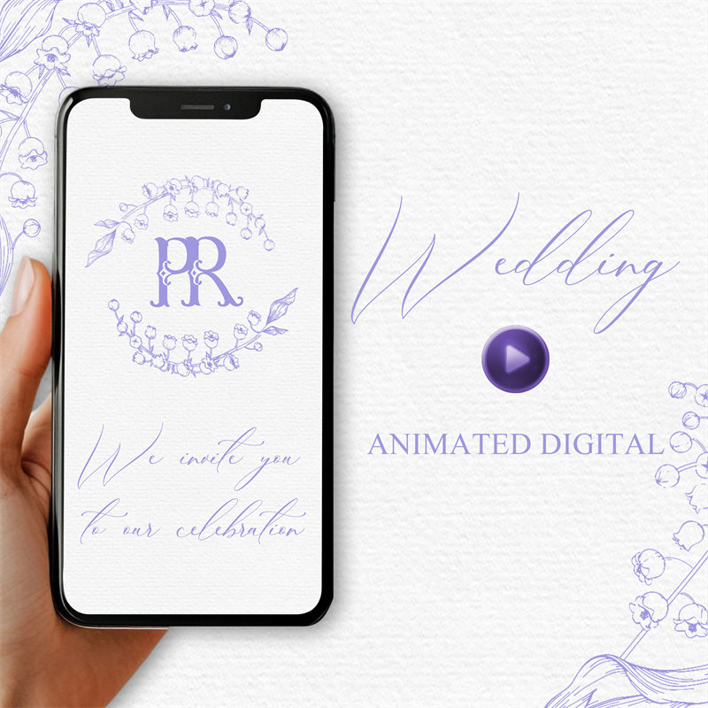 Invitación electrónica floral de estilo pastoral en tonos lavanda EI025