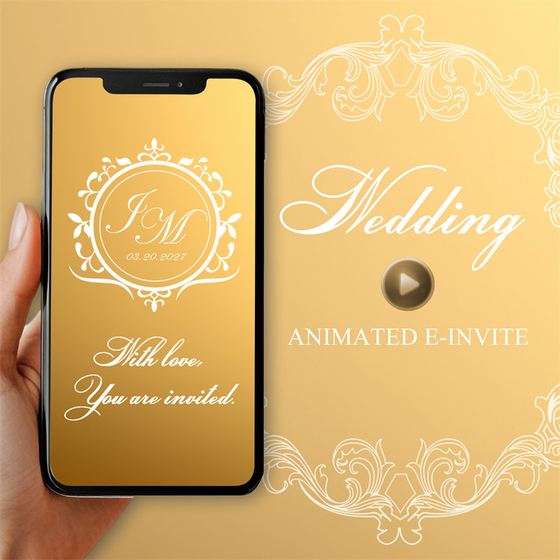 Invitación de boda digital con elegante monograma clásico EI026