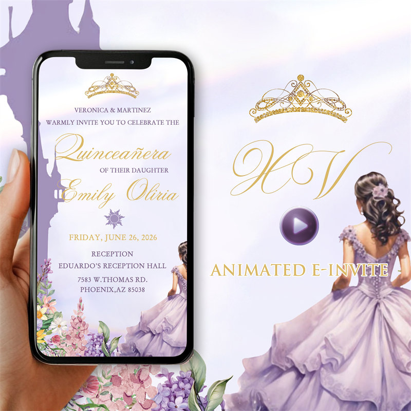 Invitación Digital para Quinceañera con tema Enredado EI031