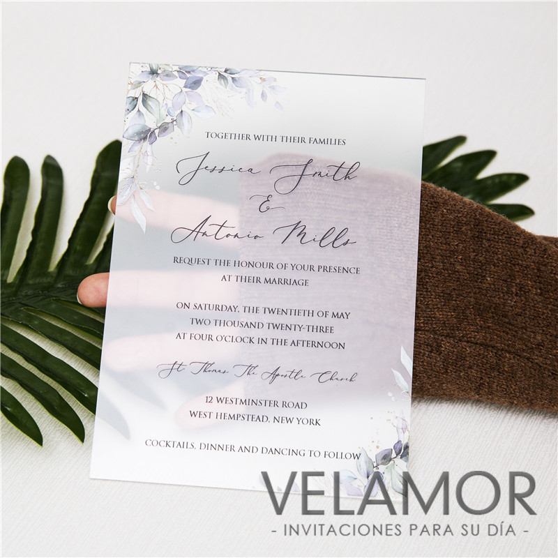 Invitacion en acrilico de UV con efecto Mate FACR05 BOHO