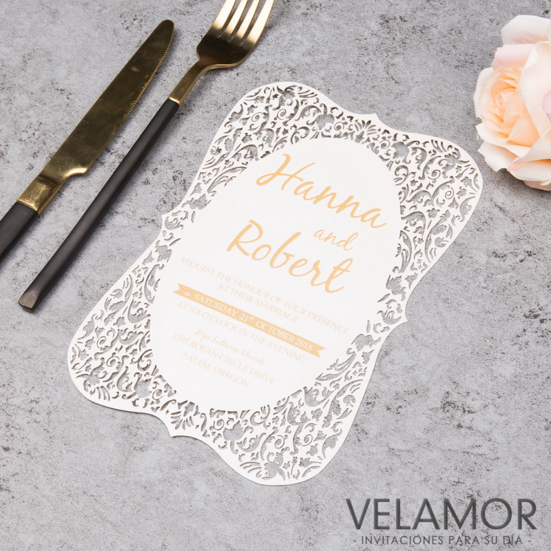 Diseño Especial de laser Invitaciones de Boda WFL0063