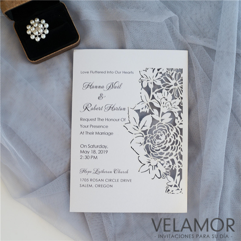 Folor de Verano Corte Láser Invitaciones de la Boda WFL0119