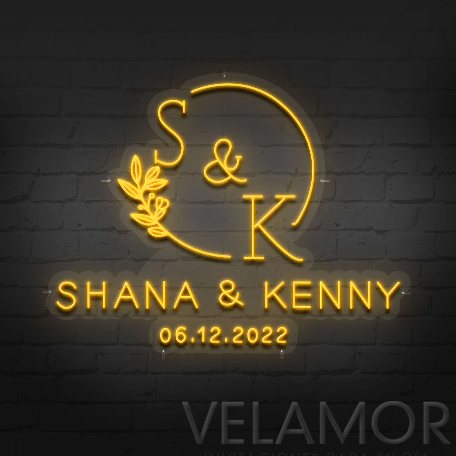 Letrero de Neón Iniciales y nombres personalizados