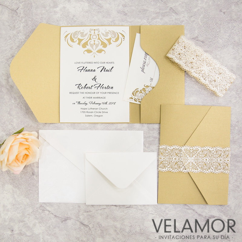 Clasica Invitacion Envolvente para Boda WPFB2116