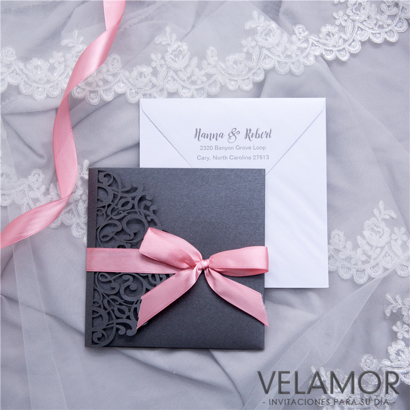 Corte Laser Invitacion Envolvente para Boda WPFC2125
