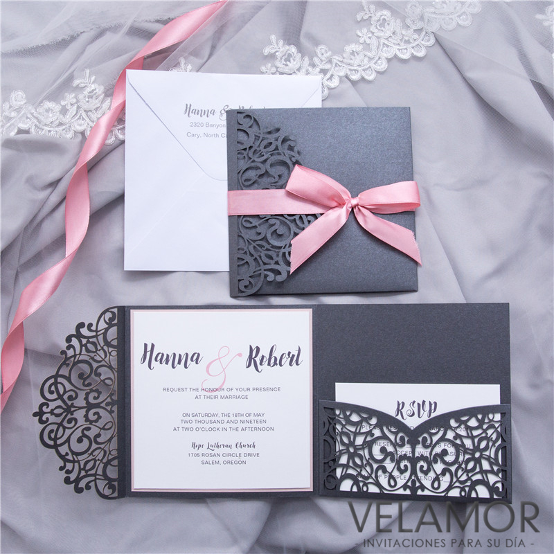 Corte Laser Invitacion Envolvente para Boda WPFC2125