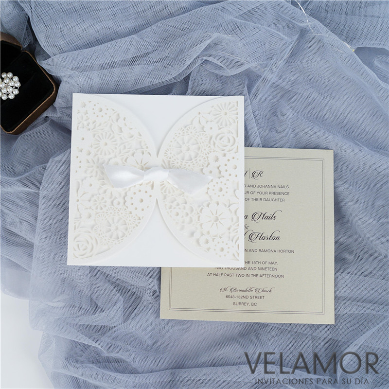 Romántico Rosa Corte Láser Wedding Tarjeta de Invitation Mayoreo WPL0001