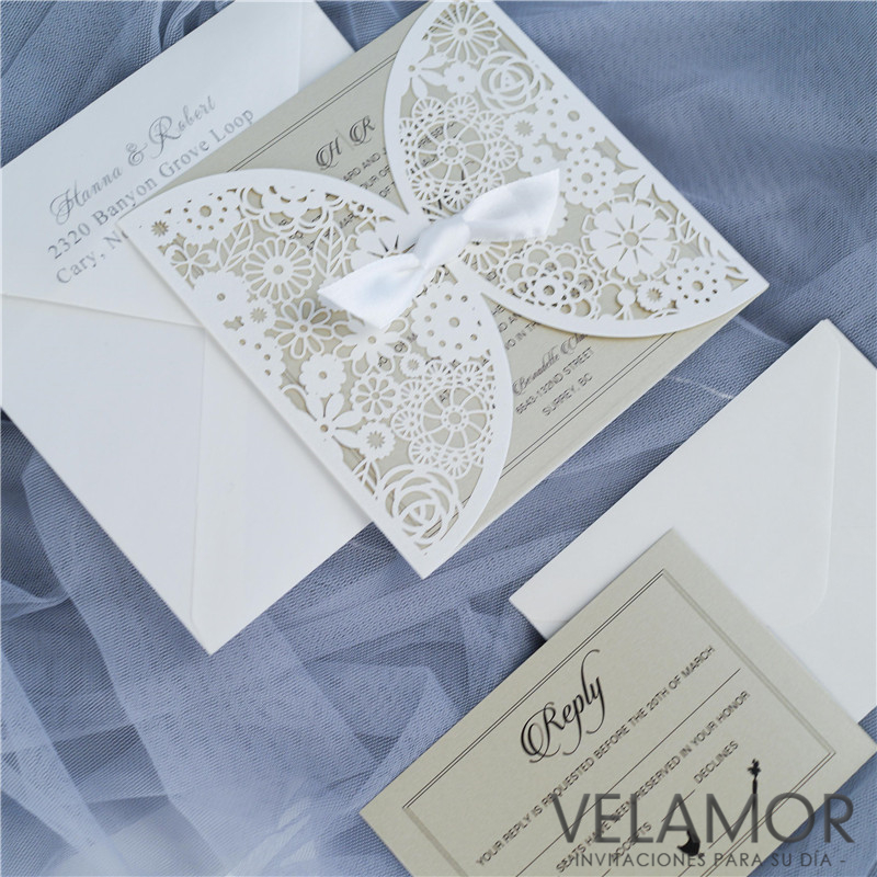 Romántico Rosa Corte Láser Wedding Tarjeta de Invitation Mayoreo WPL0001