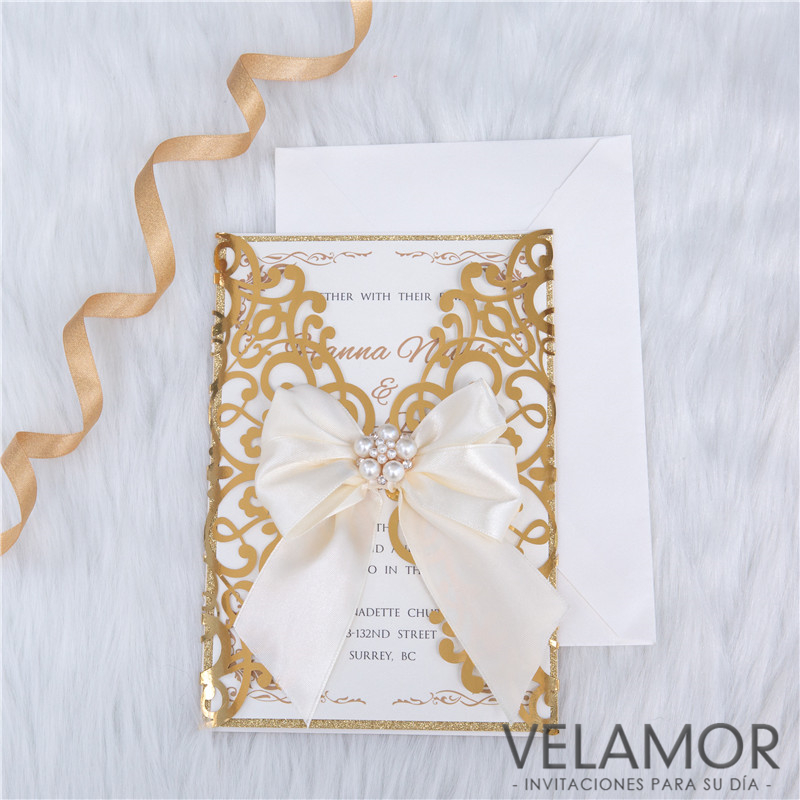 Elegante Invitacion para Boda WPL0041 en Papel Espejo