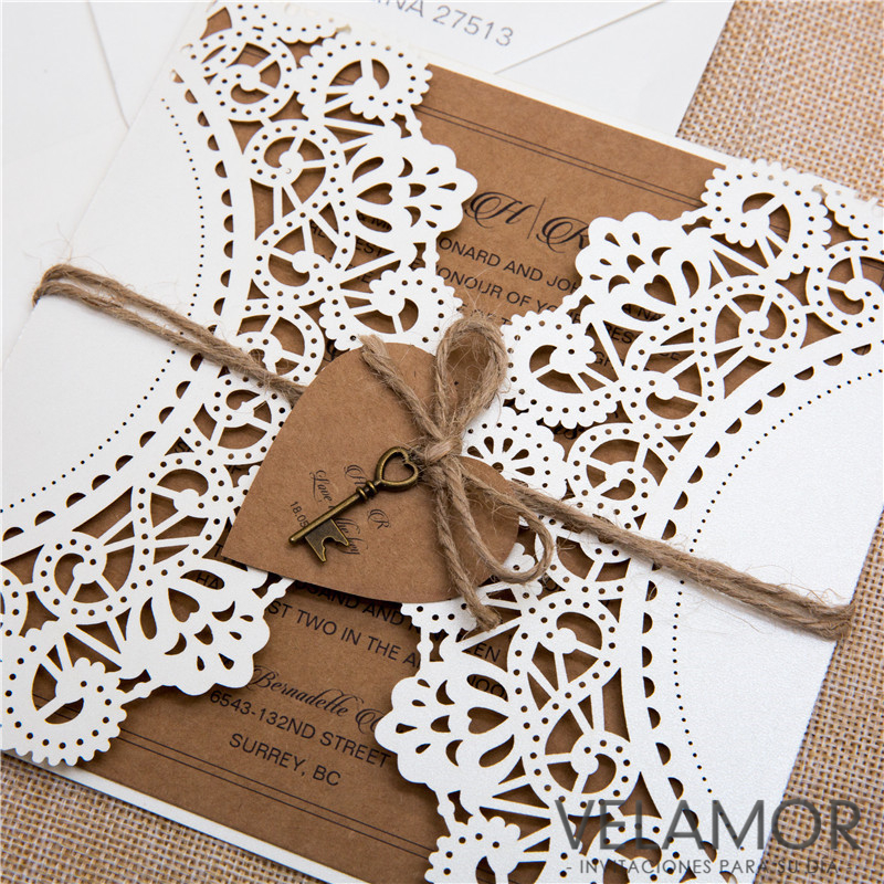 Corte Laser Rústico Mayoreo Tarjetas de la Boda Cards WPL0067