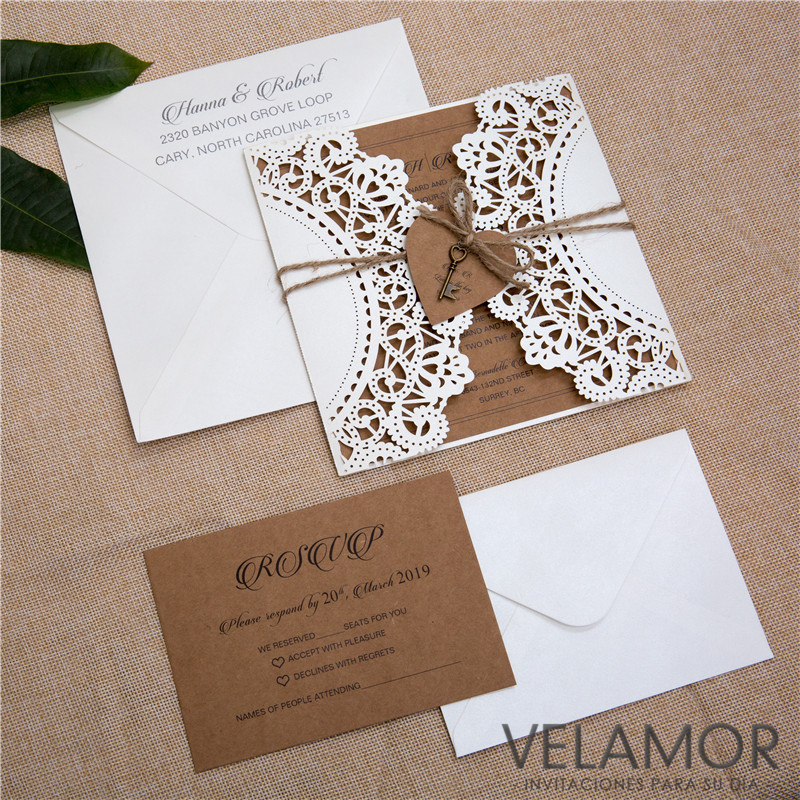 Corte Laser Rústico Mayoreo Tarjetas de la Boda Cards WPL0067 - Haga un click en la imagen para cerrar