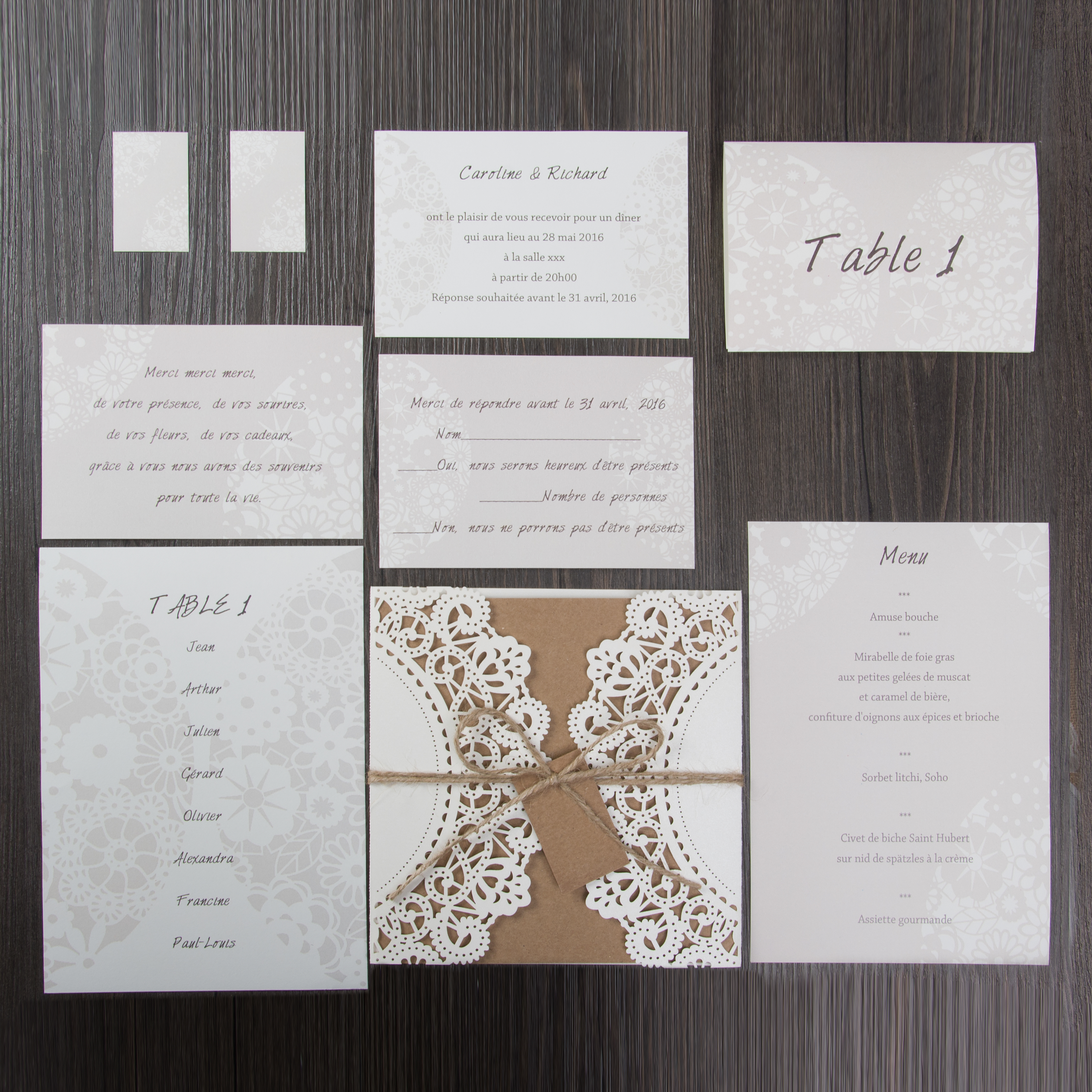 Corte Laser Rústico Mayoreo Tarjetas de la Boda Cards WPL0067 - Haga un click en la imagen para cerrar
