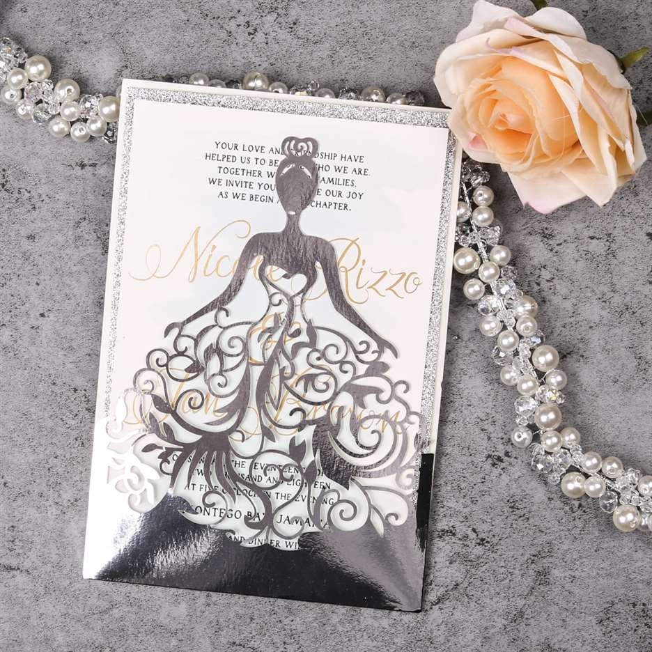 Elegante Invitacion de Vestido de XV WPLV en Papel Espejo