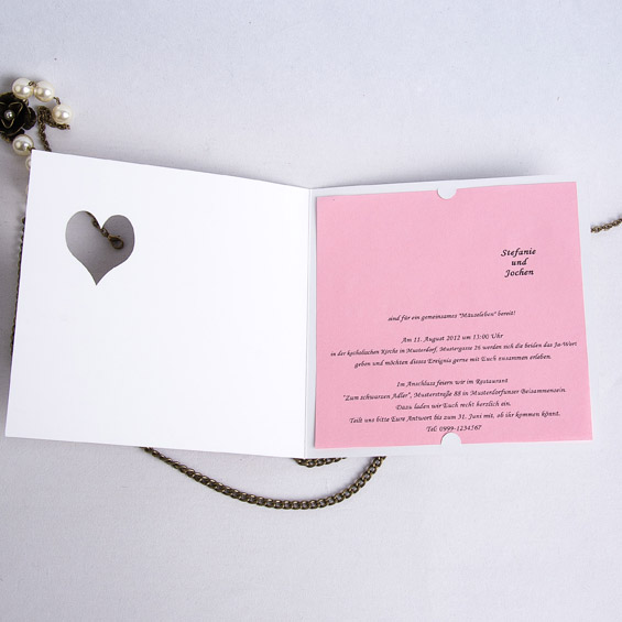Adorable Flor y Corazón Tarjetas de la Boda Cards WZD2008