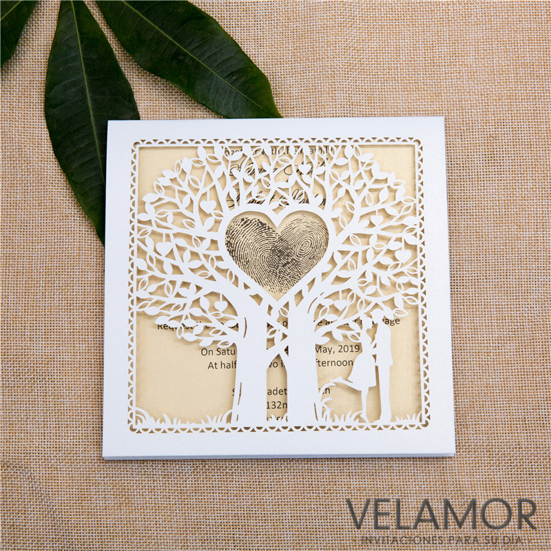 Diseño de Árbo corazón Tarjetas de la Boda WZL0014