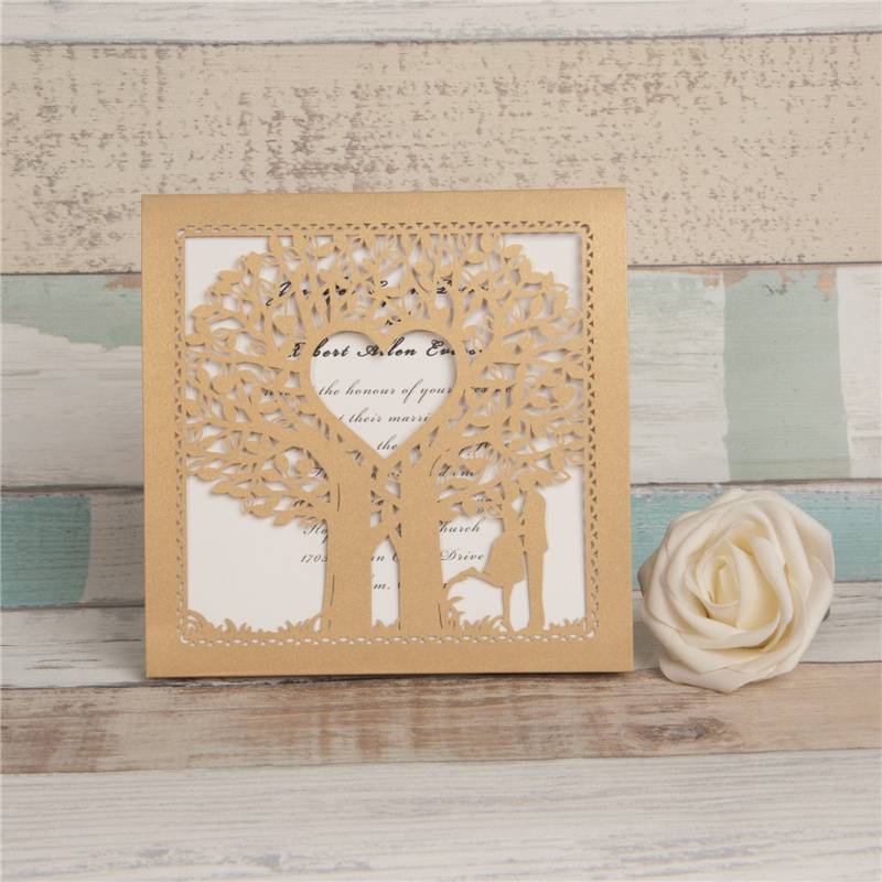 Diseño de Árbo corazón Tarjetas de la Boda WZL0014