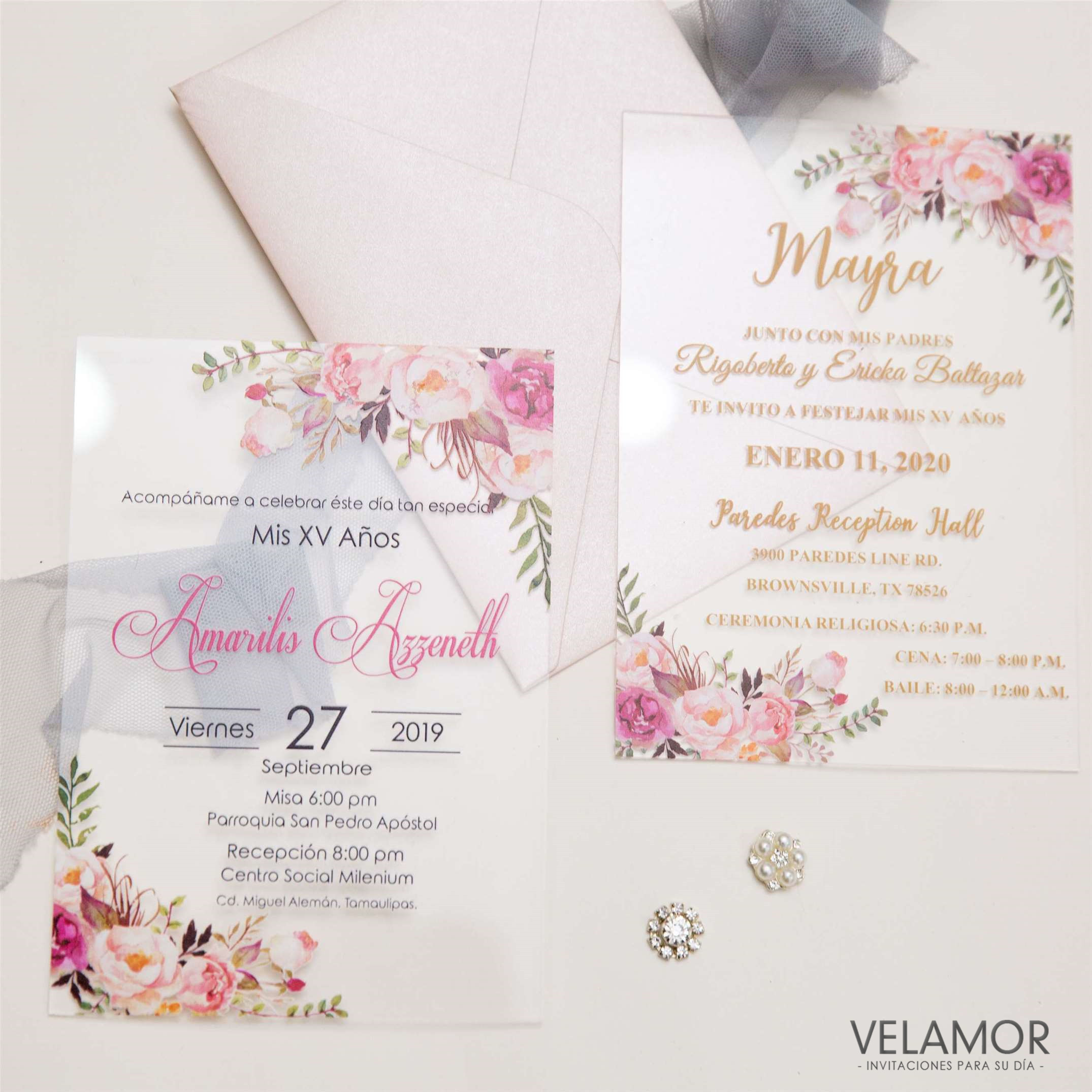 Invitacion en acrilico de para XV años XVAC02