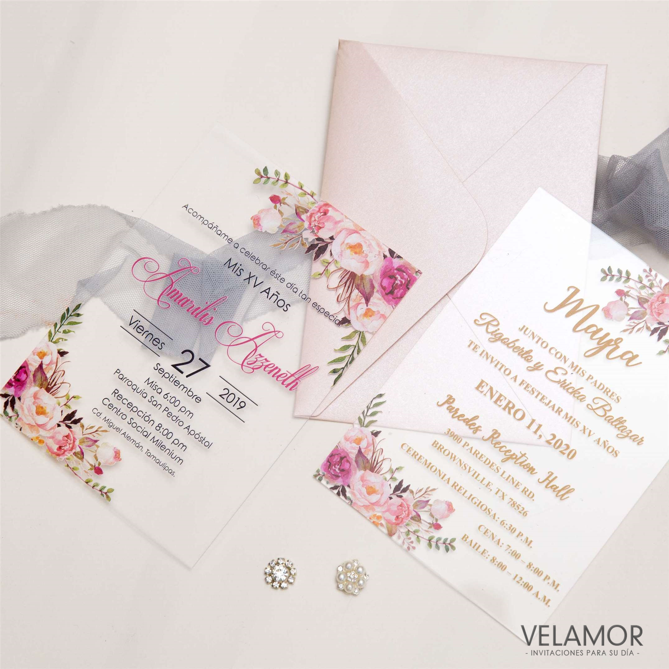 Invitacion en acrilico de para XV años XVAC02